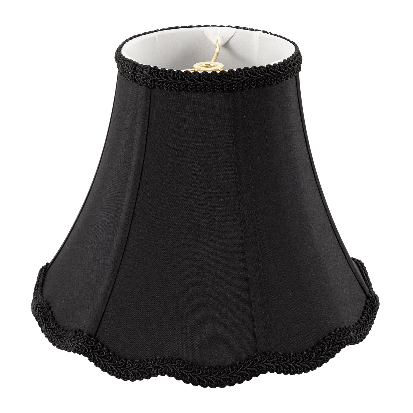 Bell Lamp Shade, Saangseon Scalloped Black Lampshade Replacement, Softback, 5'' Top x 10'' Bottom x 8.3'' Slant Height x 8'' Vertical Height, Brass Spider