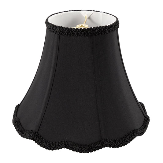 Bell Lamp Shade, Saangseon Scalloped Black Lampshade Replacement, Softback, 5'' Top x 10'' Bottom x 8.3'' Slant Height x 8'' Vertical Height, Brass Spider