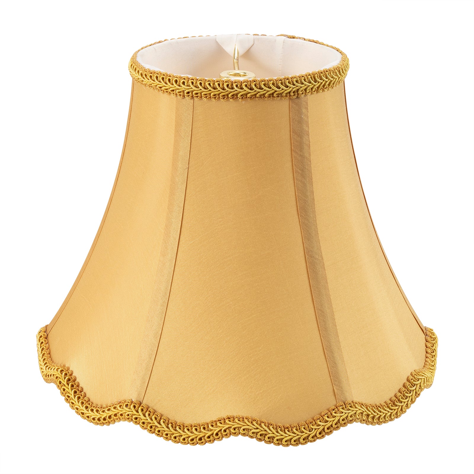 Bell Lamp Shade, Saangseon Scalloped Gold Fabric Lampshade Replacement