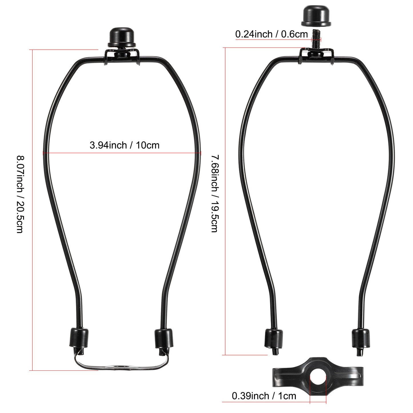 Light Duty Lamp Harp Holder Kit with Finial and Detachable Saddle Base