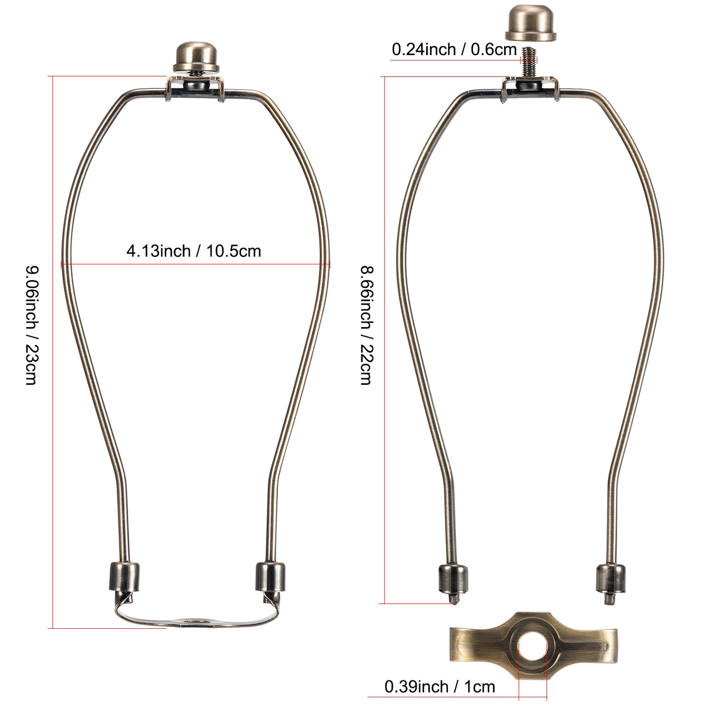 Light Duty Lamp Harp Holder Kit with Finial and Detachable Saddle Base