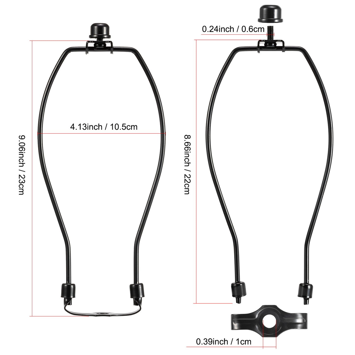Light Duty Lamp Harp Holder Kit with Finial and Detachable Saddle Base