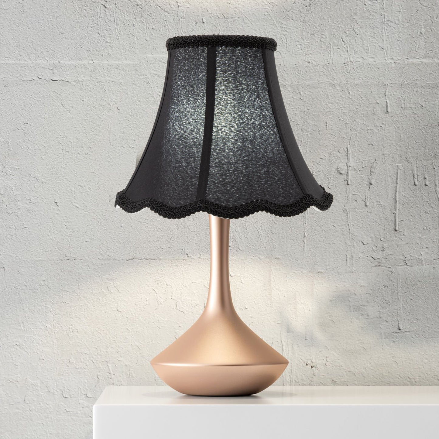 Bell Lamp Shade, Saangseon Scalloped Black Lampshade Replacement, Softback, 5'' Top x 10'' Bottom x 8.3'' Slant Height x 8'' Vertical Height, Brass Spider