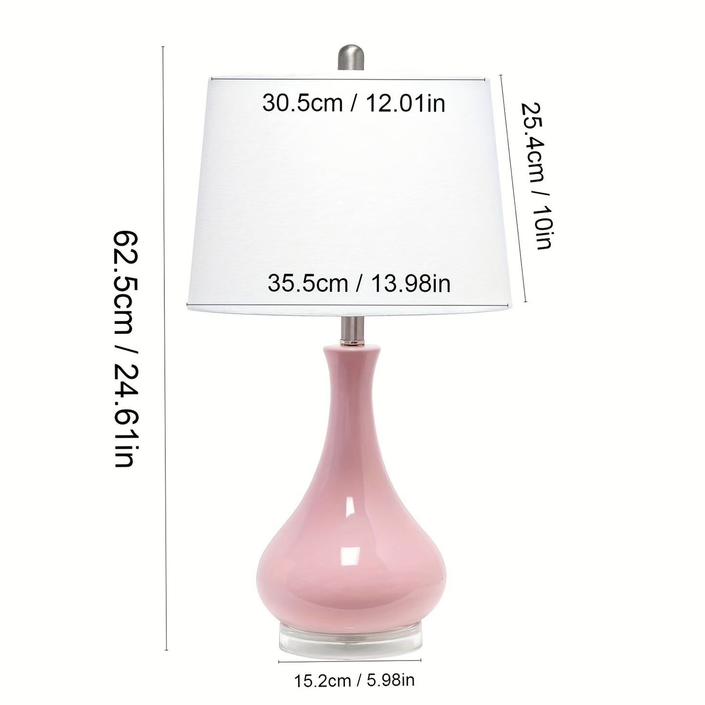 Porcelain Table Lamp with Off-White Linen Lampshade, Ceramic Vase Base, 14 x 24.6 Inch, 5 Colors