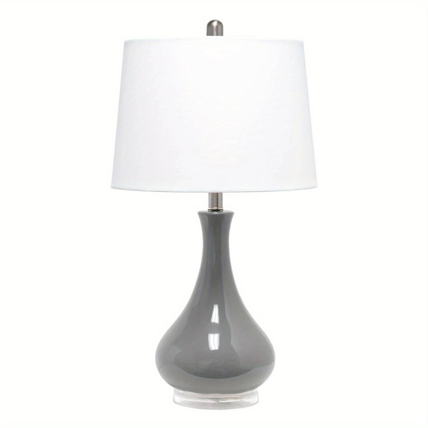 Porcelain Table Lamp with Off-White Linen Lampshade, Ceramic Vase Base, 14 x 24.6 Inch, 5 Colors