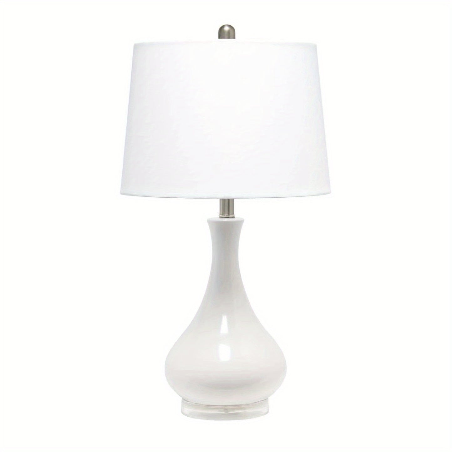 Porcelain Table Lamp with Off-White Linen Lampshade, Ceramic Vase Base, 14 x 24.6 Inch, 5 Colors