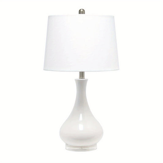 Porcelain Table Lamp with Off-White Linen Lampshade, Ceramic Vase Base, 14 x 24.6 Inch, 5 Colors