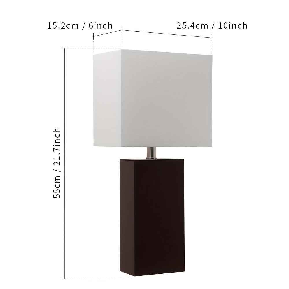 PU Table Lamp with Off-White Rectangle Linen Lampshade, 6 x 10 x 22 Inch, 6 Colors