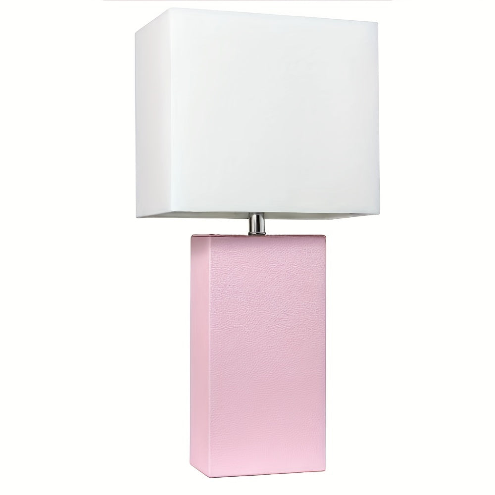 PU Table Lamp with Off-White Rectangle Linen Lampshade, 6 x 10 x 22 Inch, 6 Colors