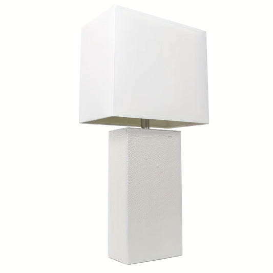 PU Table Lamp with Off-White Rectangle Linen Lampshade, 6 x 10 x 22 Inch, 6 Colors