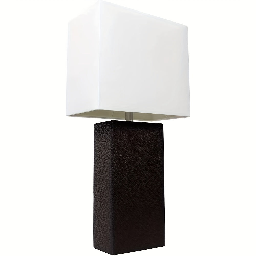 PU Table Lamp with Off-White Rectangle Linen Lampshade, 6 x 10 x 22 Inch, 6 Colors