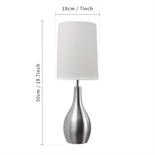 Steel Table Lamp with Off-White Linen Lampshade, 7 x 20 Inch, 2 Colors