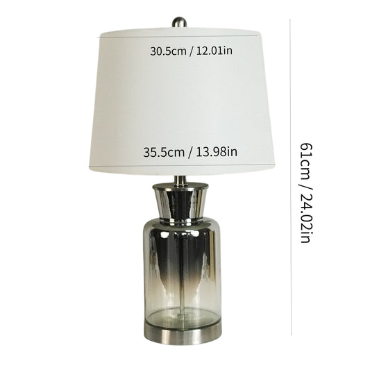Glass Table Lamp with Off-White Linen Lampshade, 14 x 24 Inch