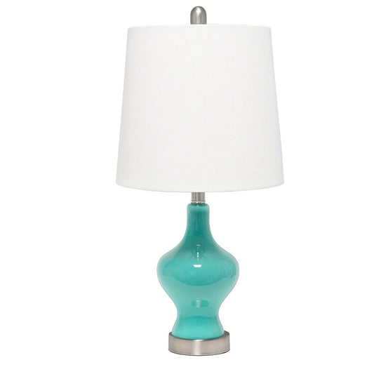 Porcelain Table Lamp with Off-White Linen Lampshade, 12 x 22 Inch, 4 Colors