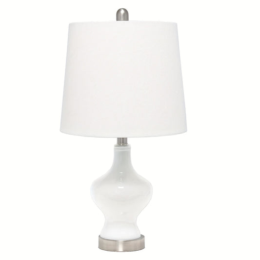Porcelain Table Lamp with Off-White Linen Lampshade, 12 x 22 Inch, 4 Colors