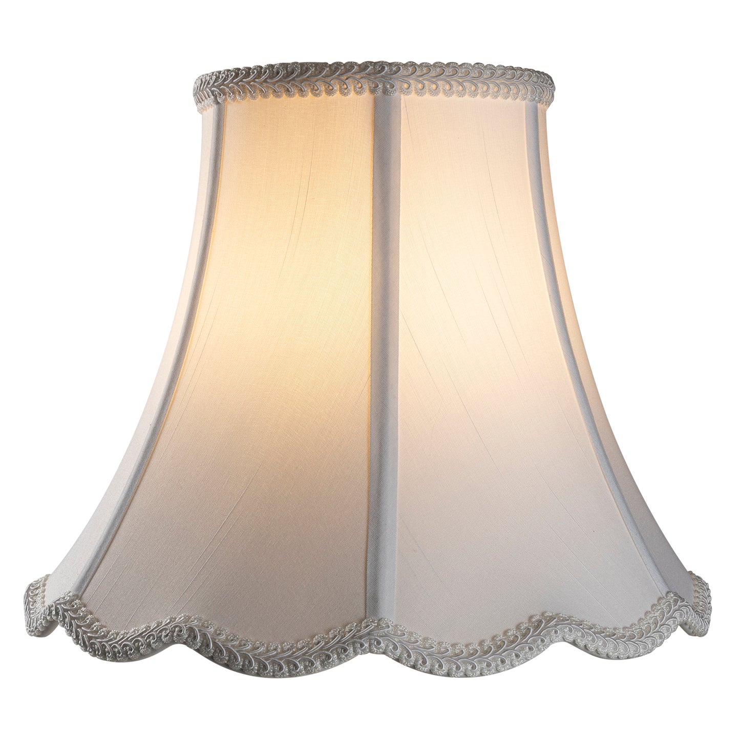 White Bell Scalloped Lamp Shade, Imperial Lampshade Replacement, Brass Spider, 3 Size