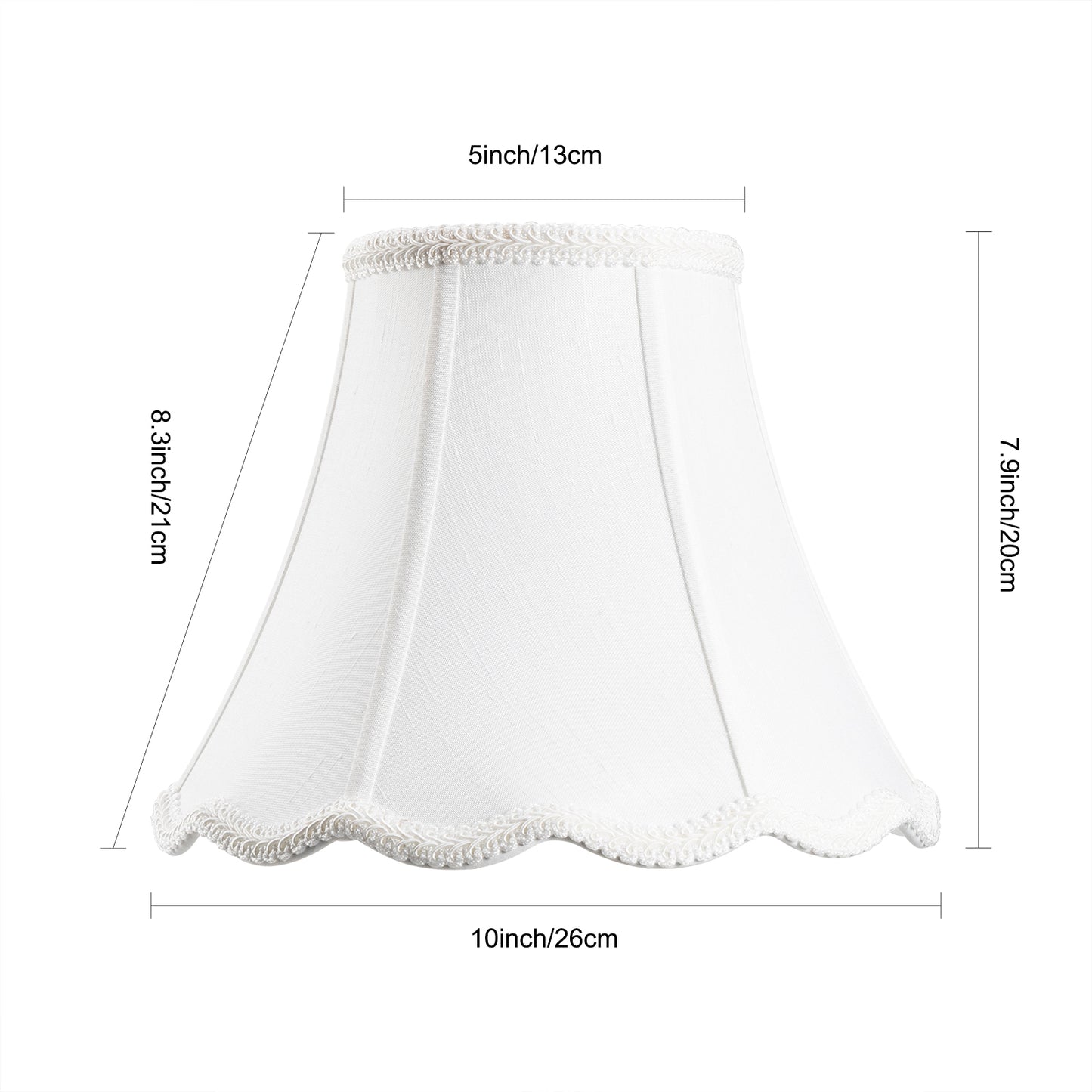 White Bell Scalloped Lamp Shade, Imperial Lampshade Replacement, Brass Spider, 3 Size