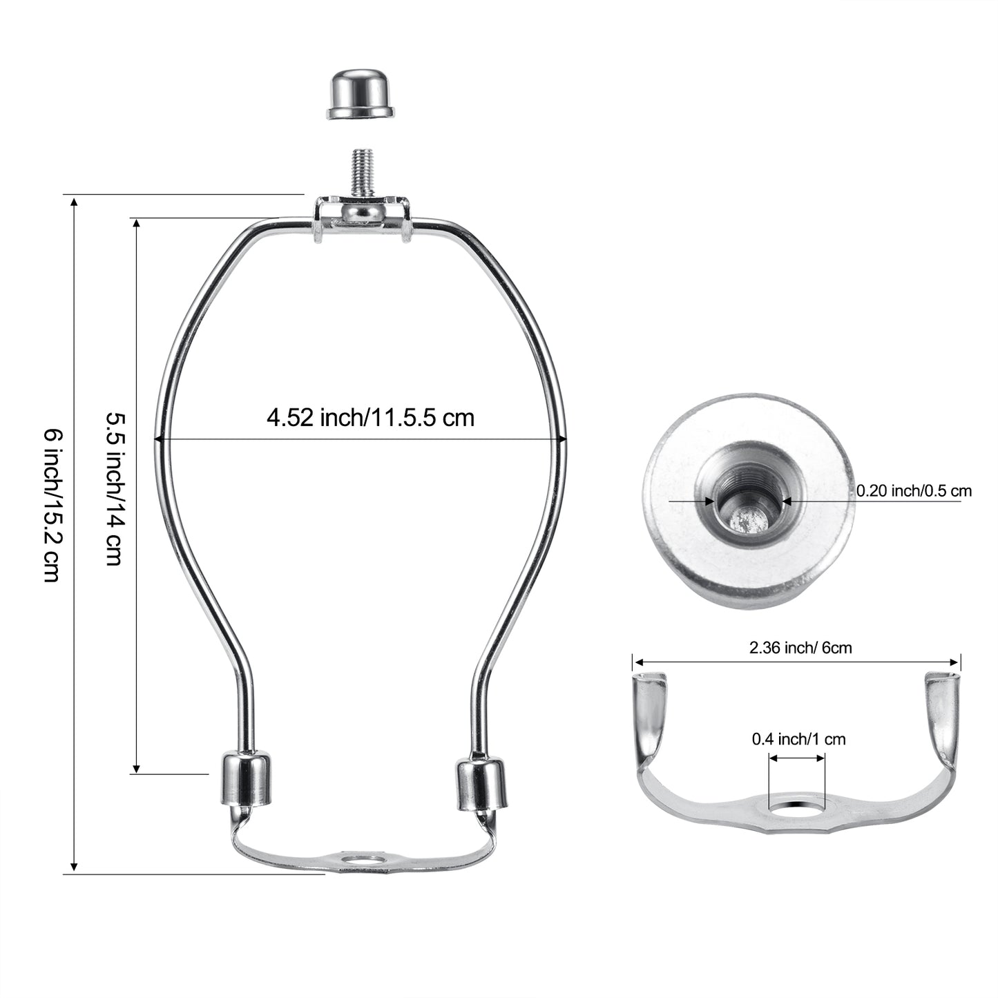Light Duty Lamp Harp Holder Kit with Finial and Detachable Saddle Base