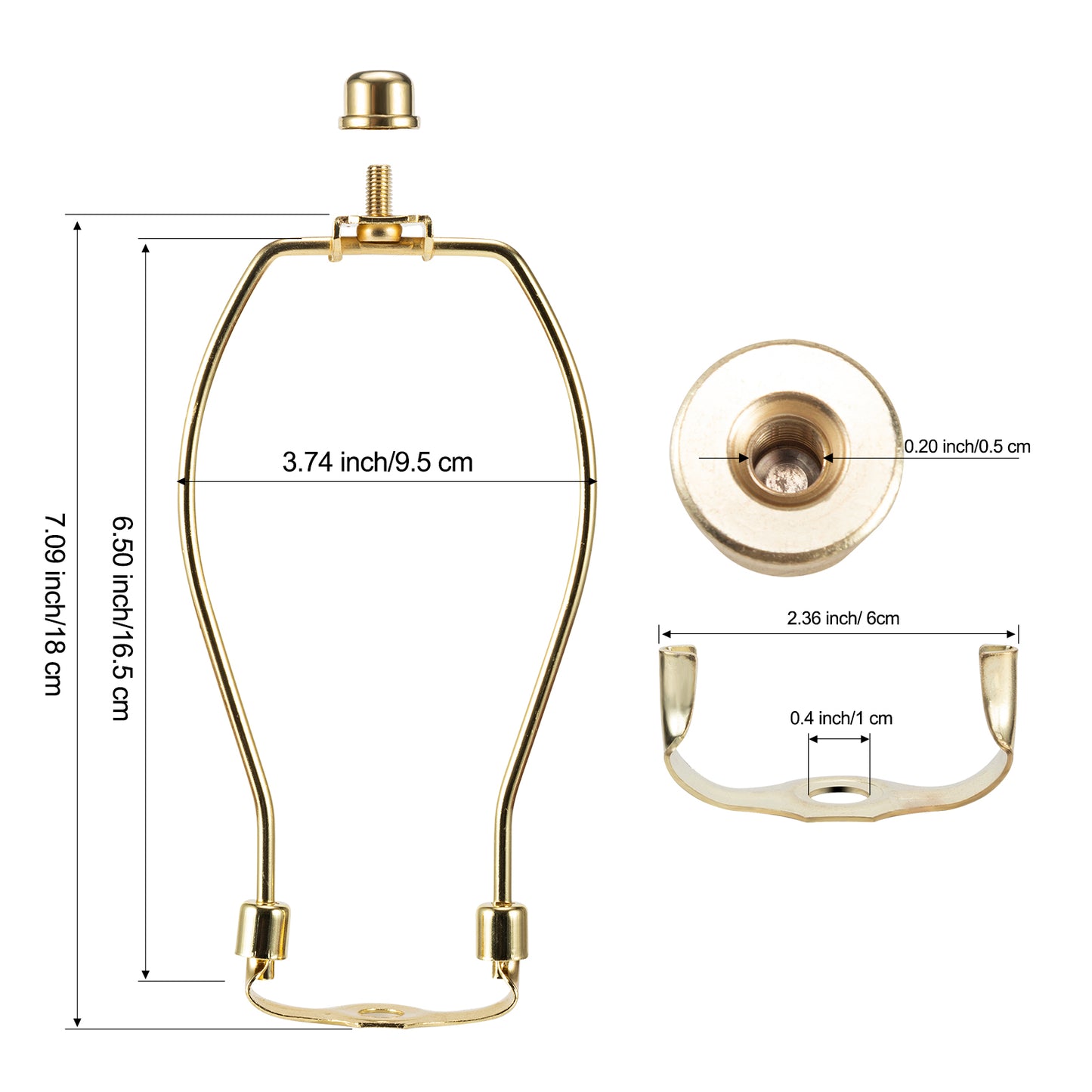 Light Duty Lamp Harp Holder Kit with Finial and Detachable Saddle Base