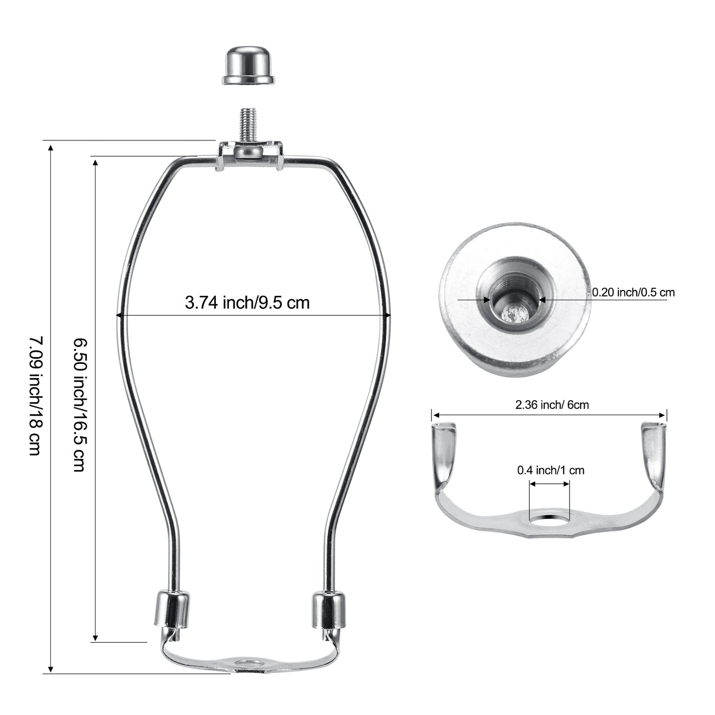 Light Duty Lamp Harp Holder Kit with Finial and Detachable Saddle Base