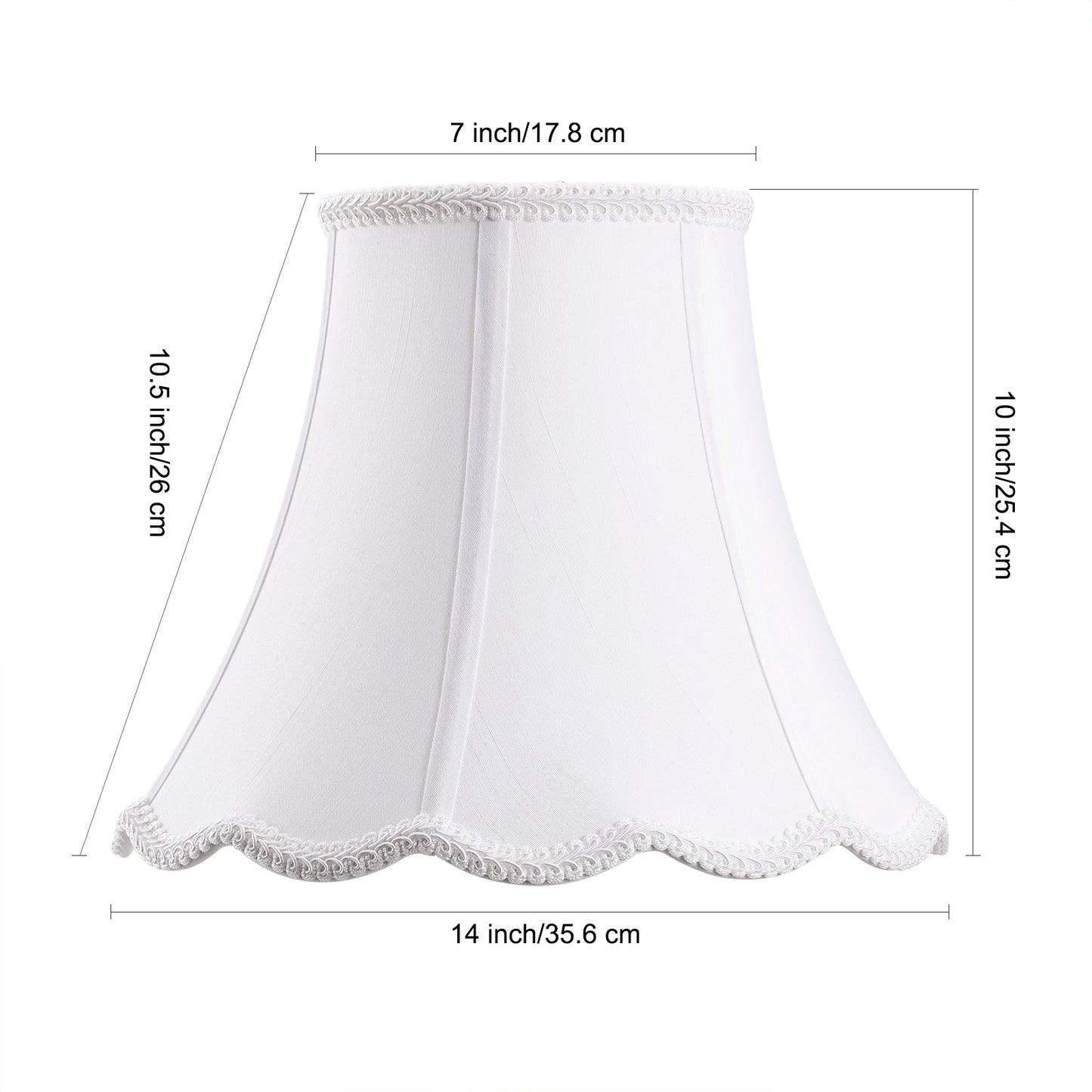 White Bell Scalloped Lamp Shade, Imperial Lampshade Replacement, Brass Spider, 3 Size