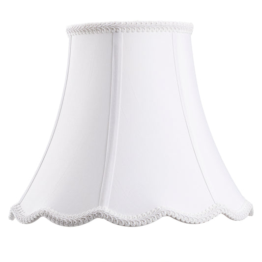 White Bell Scalloped Lamp Shade, Imperial Lampshade Replacement, Brass Spider, 3 Size