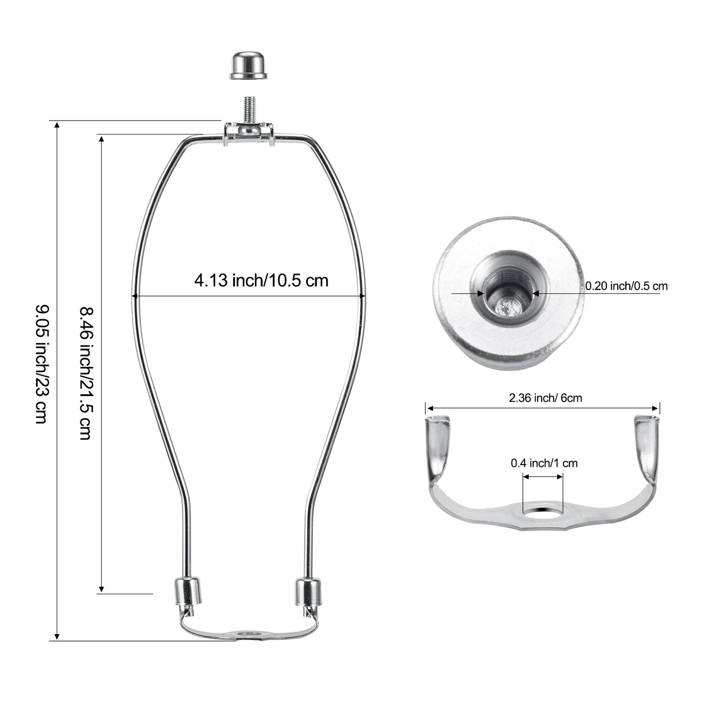 Light Duty Lamp Harp Holder Kit with Finial and Detachable Saddle Base
