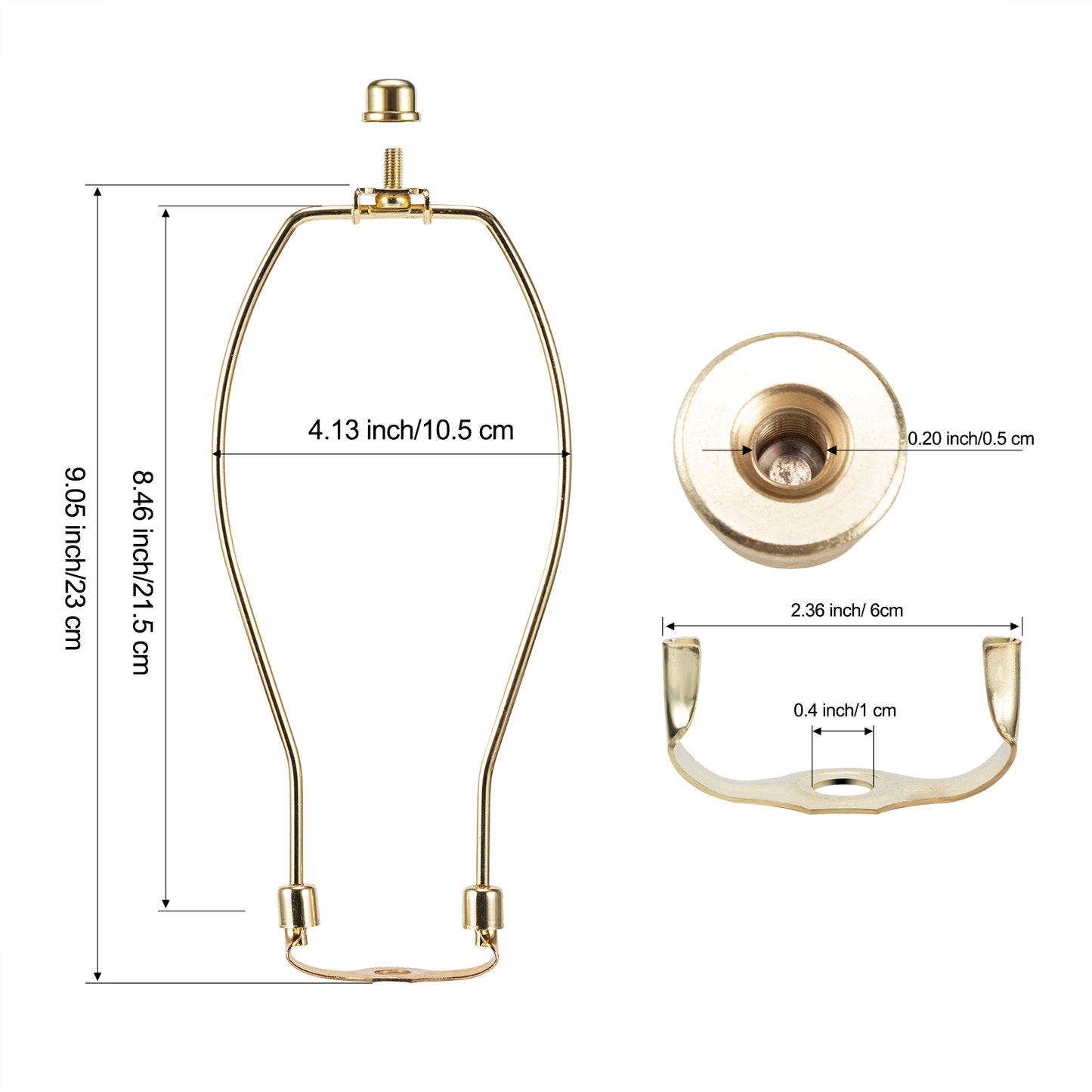 Light Duty Lamp Harp Holder Kit with Finial and Detachable Saddle Base
