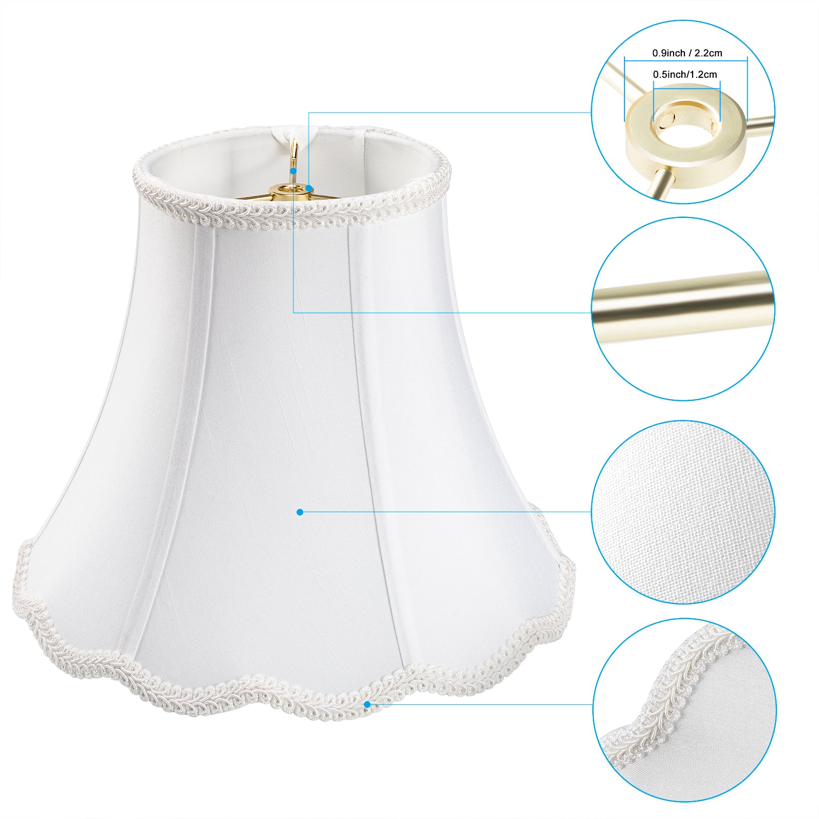White bell shaped lamp shades discount