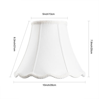 White Bell Scalloped Lamp Shade, Imperial Lampshade Replacement, Brass Spider, 3 Size
